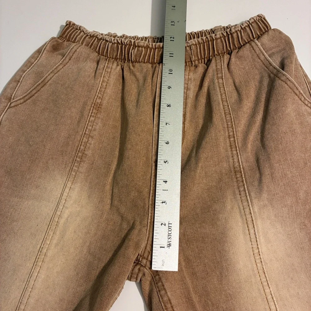Jeans Wear Medium Brown Sand Washed Denim Shorts Elastic Waist Streetwear Size M